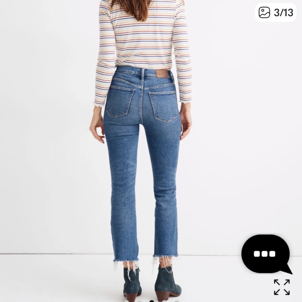 Madewell Cali Demi Boot Jeans dark wash size 25 0 frayed classic denim - Picture 2 of 15